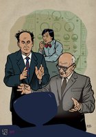 Inż. Karpiński prezentuje komputer AKAT-1 - 1